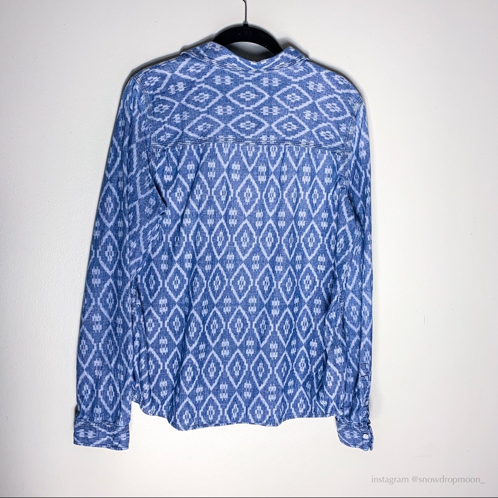 chambray diamond patterned button down - Picture 2 of 3